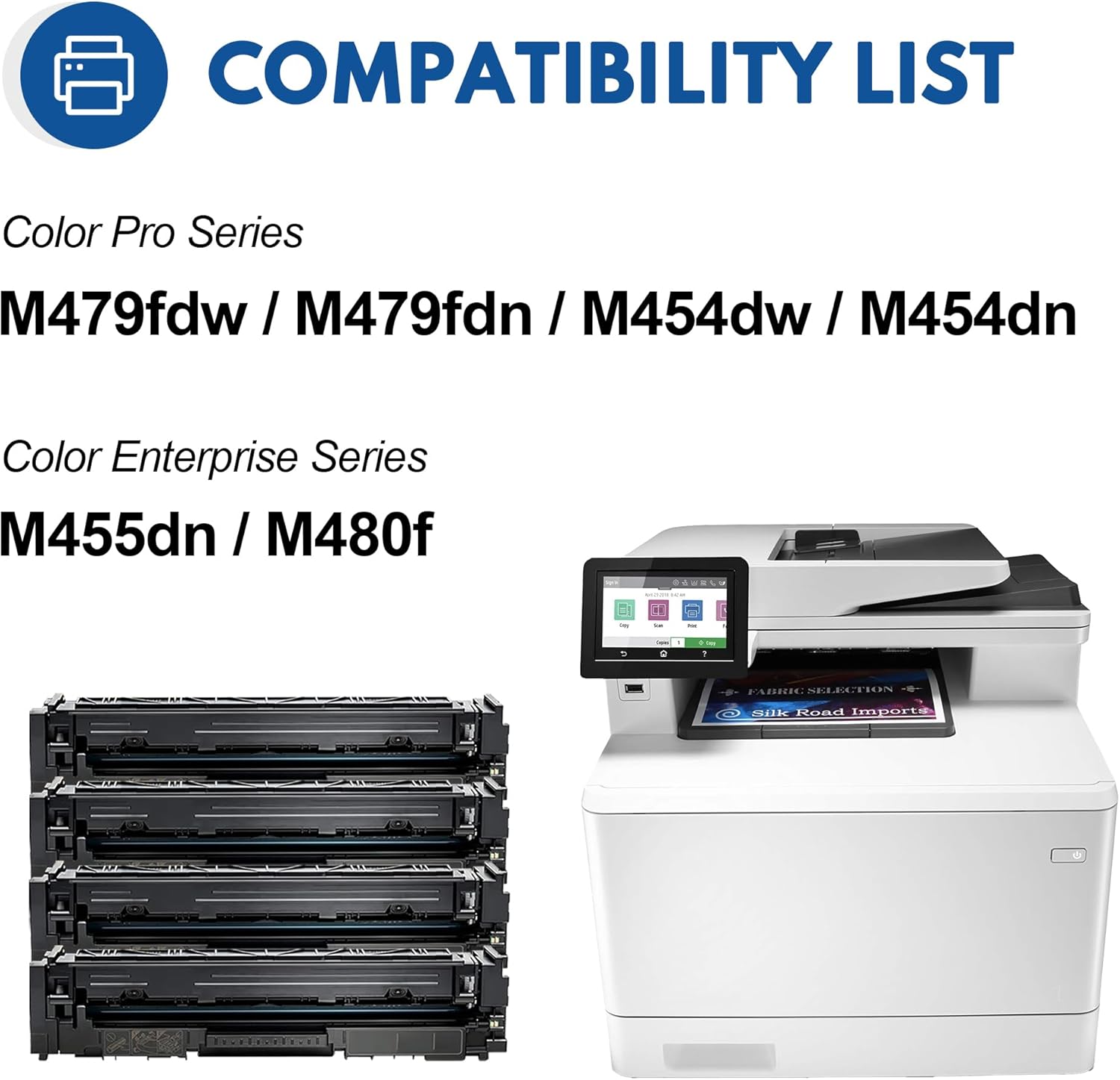 414A Toner Cartridges 4 Pack Replacement for HP 414A W2020A W2021A W2022A W2023A Work with Color Pro MFP M479fdw M479fdn M454dw M454dn Enterprise M480f M455dn Printer Ink 414A