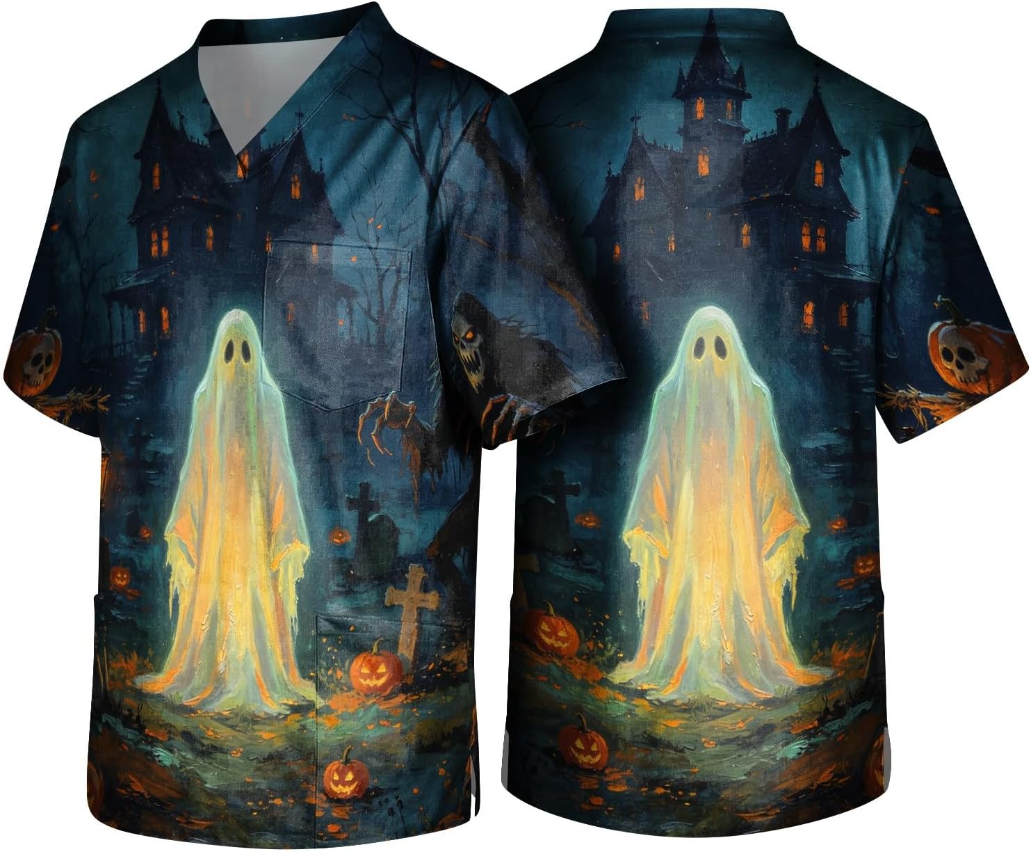 Long Sleeve Fall Shirt for Men Halloween Graphic Tees