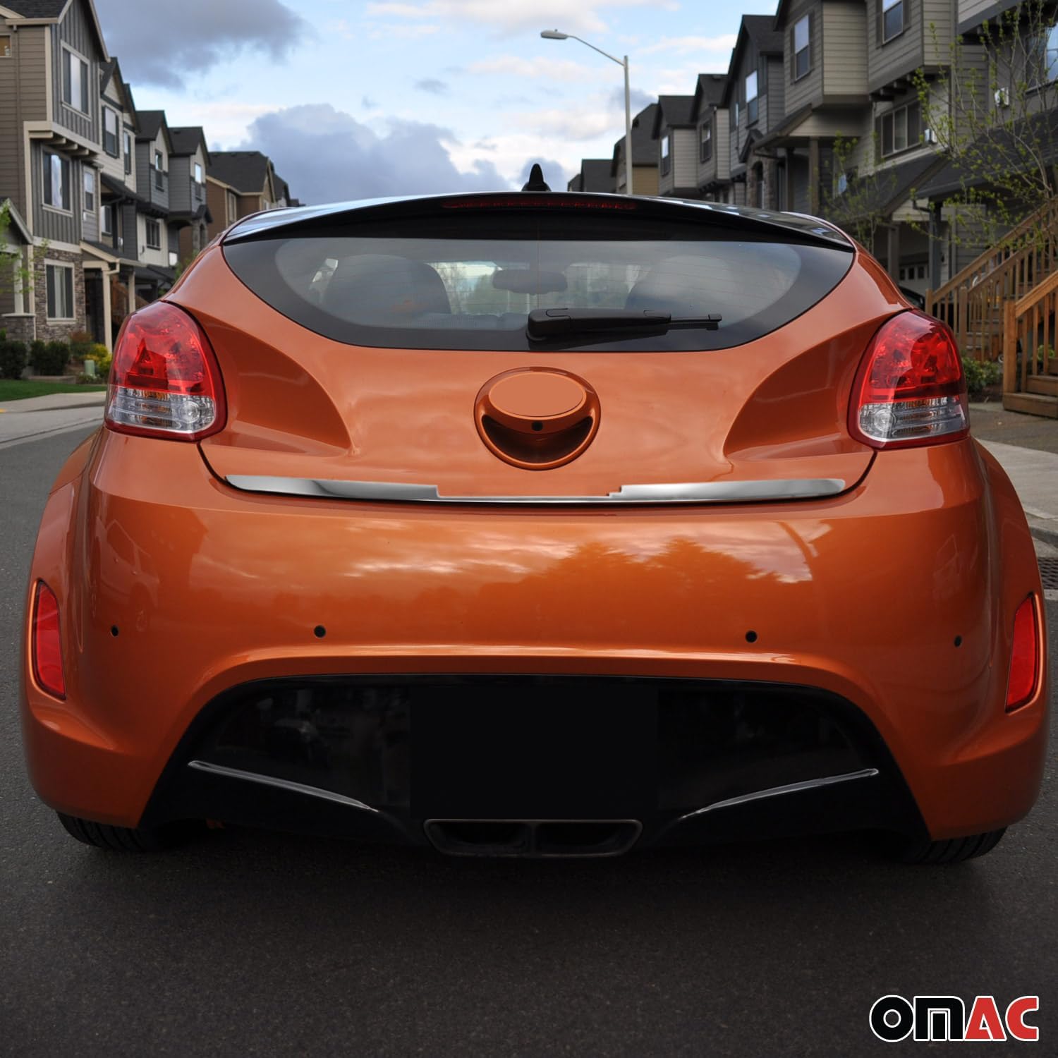 OMAC Rear Trunk Lid Molding Trim for Hyundai Veloster 2012-2017 Stainless Steel