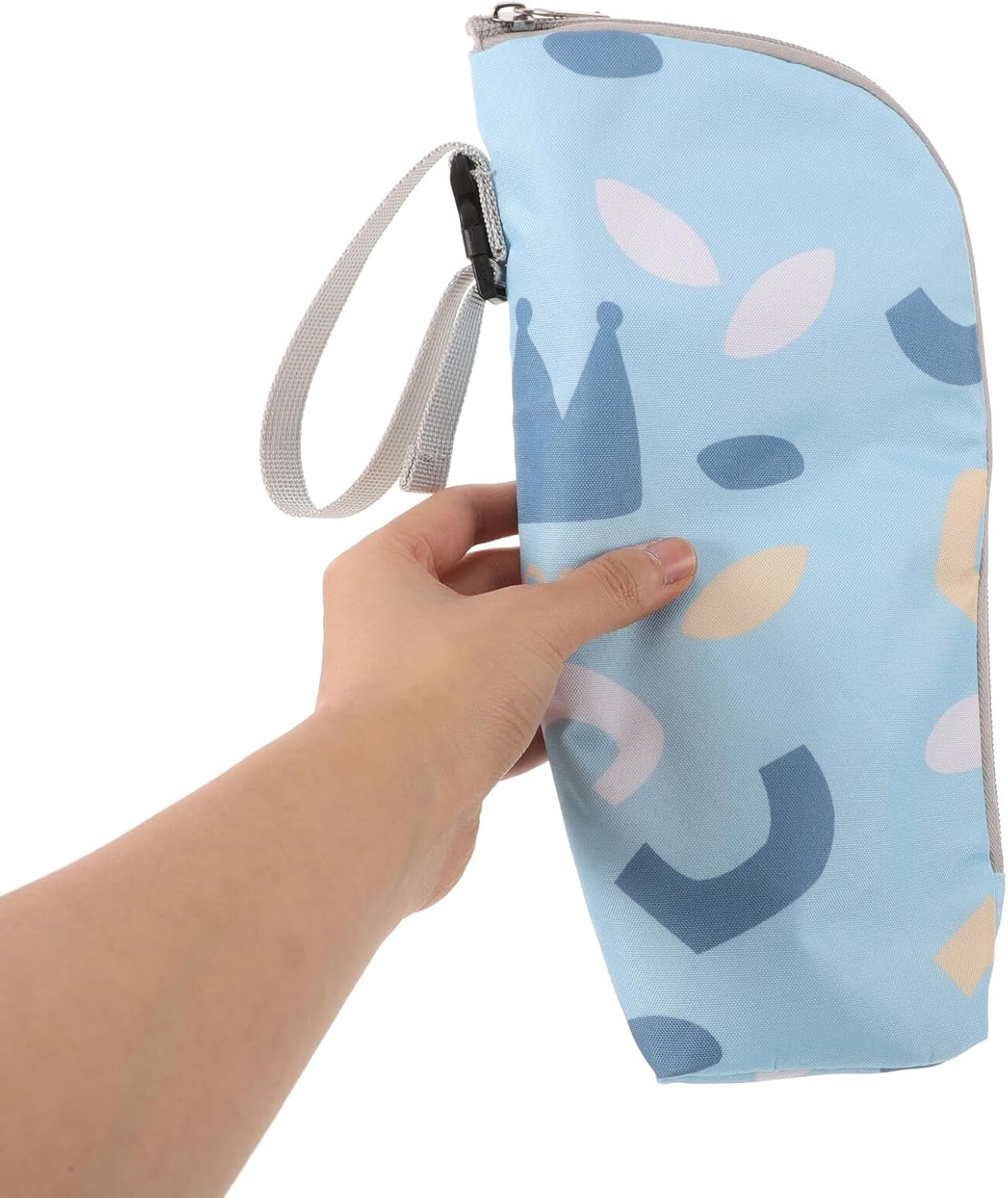 Insulated Bottle Bag and Breastmilk Cooler Carrier for Infants Large Capacity Thermal Milk Bottle Storage Pouch with Beige Geometric Print Portable