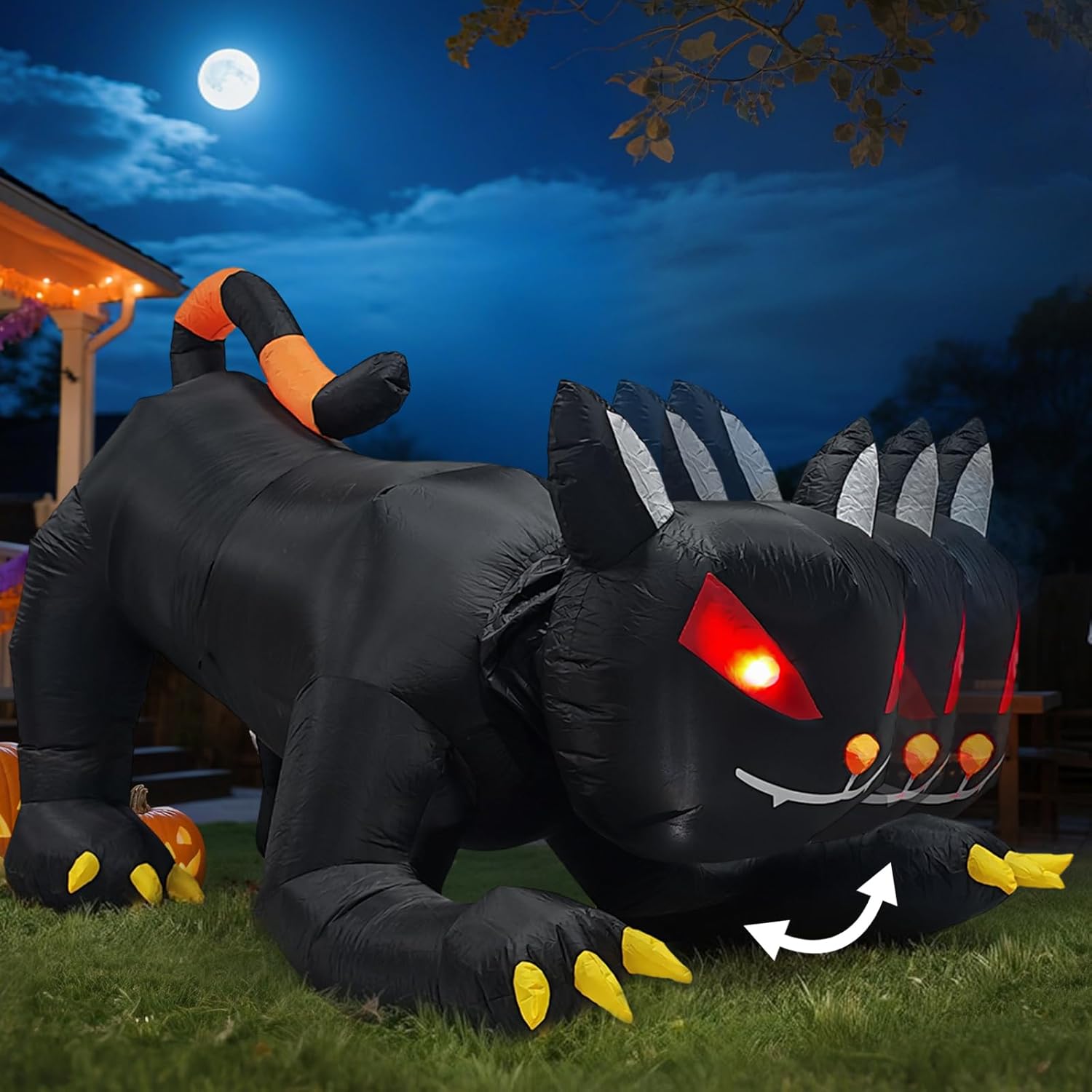 Outvita Halloween Inflatable Black Cat 6.5FT, Giant Blow Up Outdoor Decoration with Shakable Head & LEDs, Large Halloween Decor for Yard, Party, Garden, Party, Garden