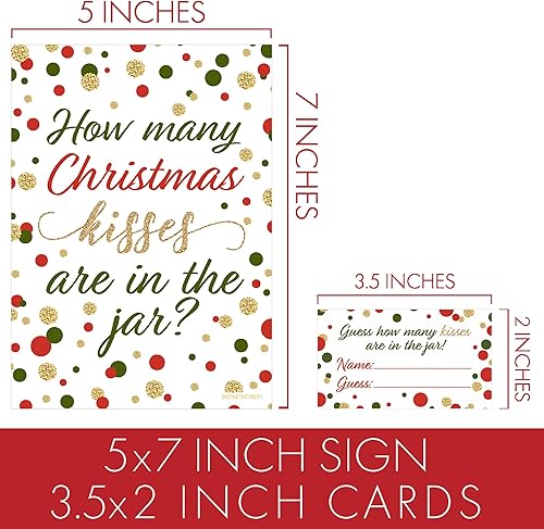 Miniatura 4 de Juego de fiesta de Navidad - Cuántos besos - Cartel de pie y 30 tarjetas