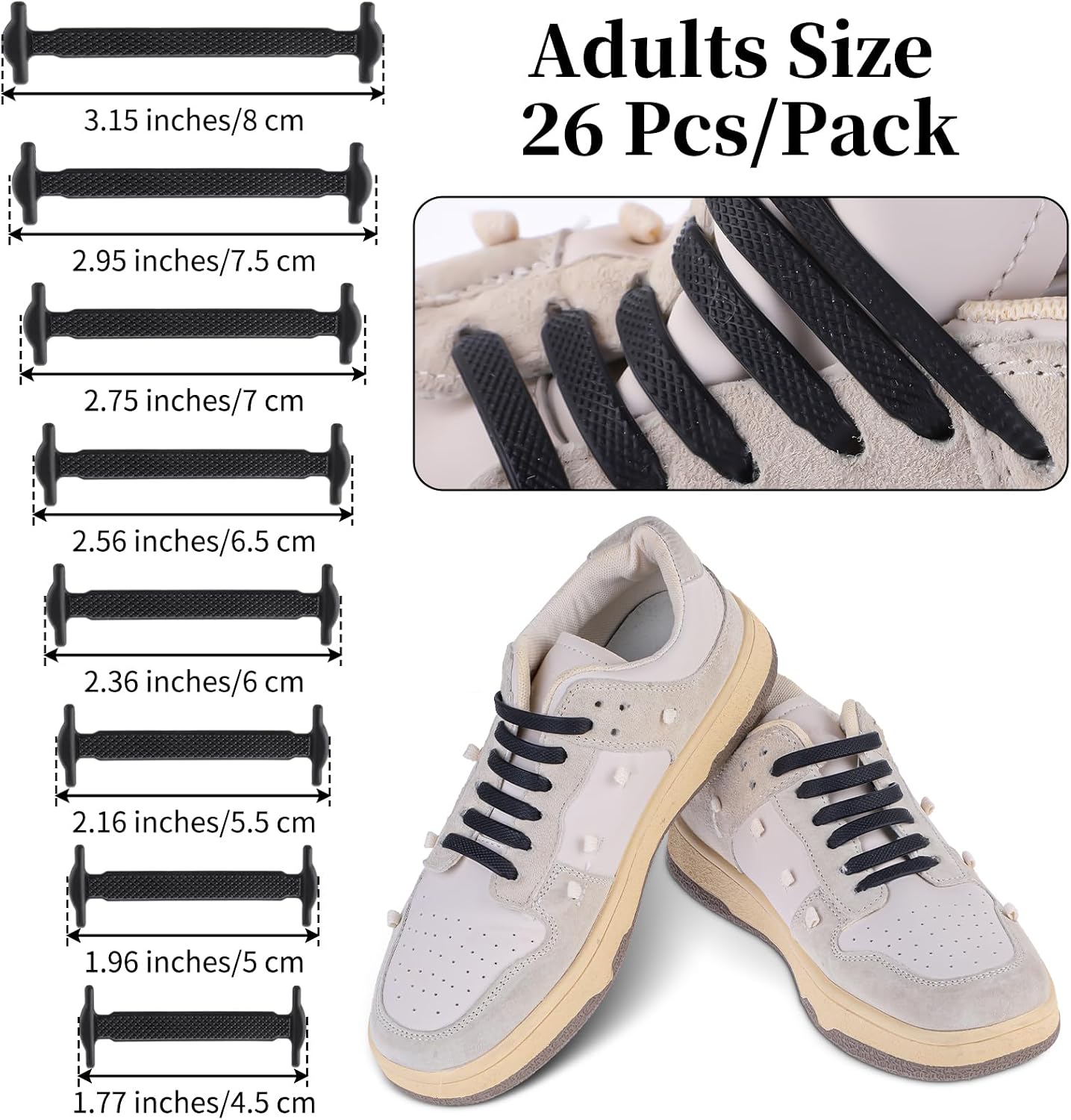 WLLHYF No Tie Shoe Laces Stretchy Silicone Elastic Lazy Shoelaces Rubber Flat Shoe Ties One Size Fits All Kids Adults