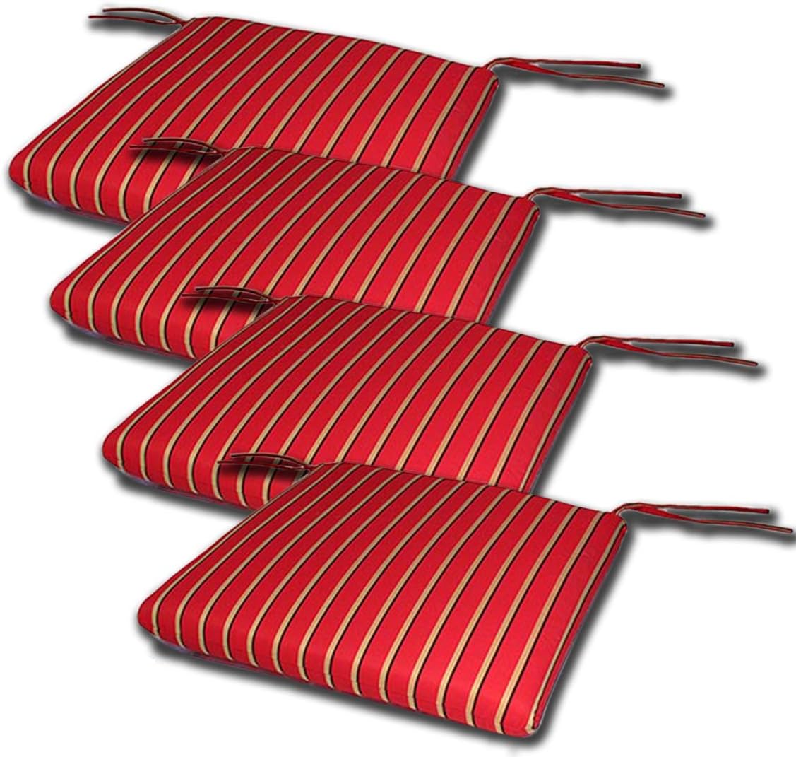 Comfort Classics Set of 4 20W x 19Dx 2.5H Sunbrella Indoor/Outdoor Knife Edge Style seat pad Cushion in Harwood Crimson Inc. Made in USA