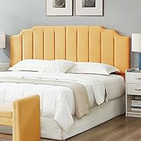 Vista 23 de 24KF Cabecera Tapizada de Terciopelo Negro con Capitoné King, Cabecera California King de Diseño Moderno de Canal Vertical con Borde Superior