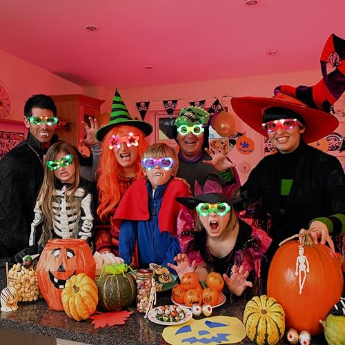 Miniatura 9 de 21 lentes LED de 7 formas, 6 luces LED que brillan en la oscuridad, suministros de fiesta para niños y adultos, obturador, corazón, estrella