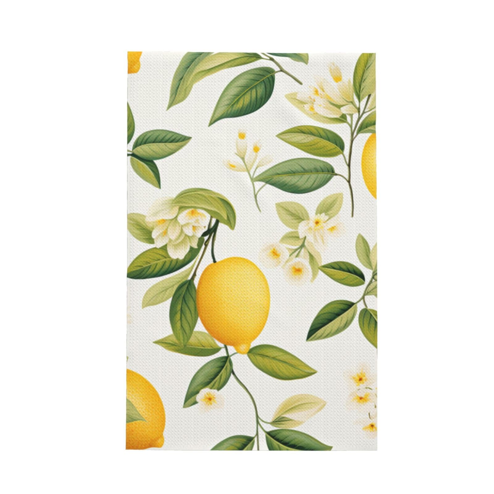 Mexpekil Super Absorbent Kitchen Towels 26x16inch, Lemon Fruit Green Leaves Plant Floral Waffle Weave Dish Cloth for Cleaning & Drying