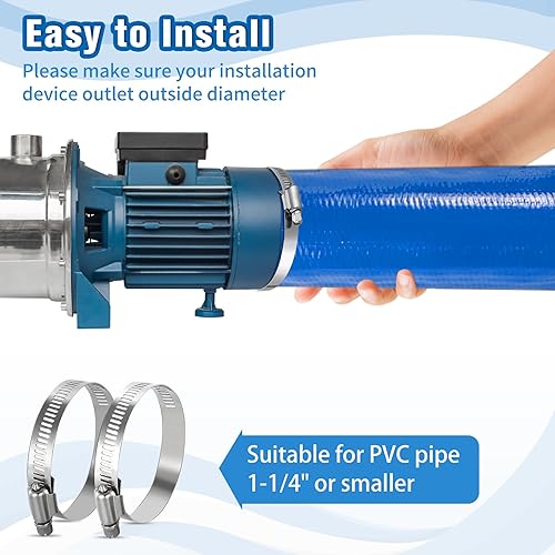 Miniatura 10 de Manguera de retrolavado de piscina de 1.5 pulgadas x 60 pies, manguera plana de PVC de alta resistencia con 2 abrazaderas, resistente a la