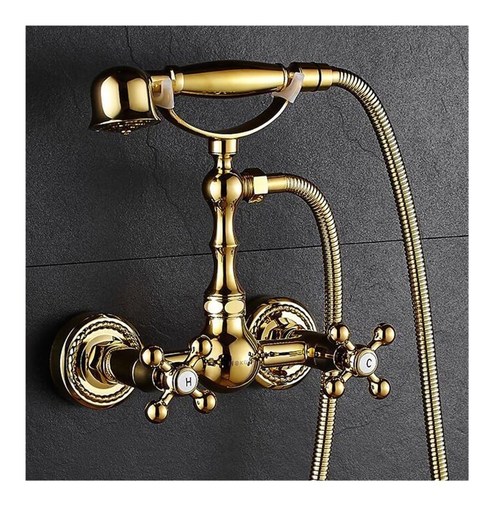 Blyqxs Gold 6 Shower Faucet Brass Golden Bathtub Faucets Wall Bath Faucet Xt365(Gold 6)