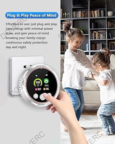 Miniatura 7 de Detectores de monóxido de carbono 4 en 1 enchufables, monitor en tiempo real, detector de fugas de CO y gas con temperatura, pantalla de humedad,