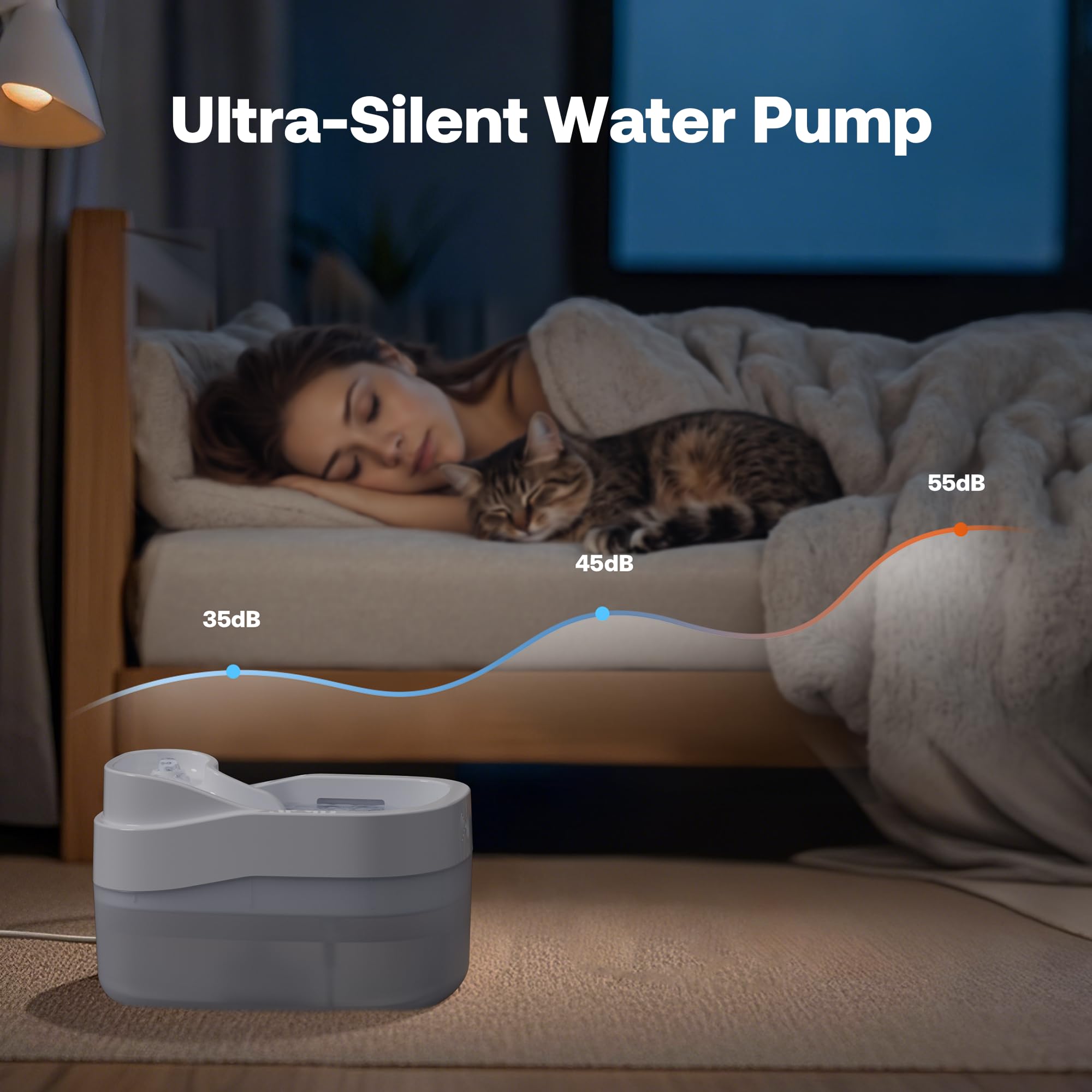 Dockstream - Fuente de agua para gatos, 3L/2,863.3 g, dispensador automático de agua para mascotas, para gatos, perros, beber con filtro de repuesto, bomba silenciosa, bandeja de acero inoxidable y