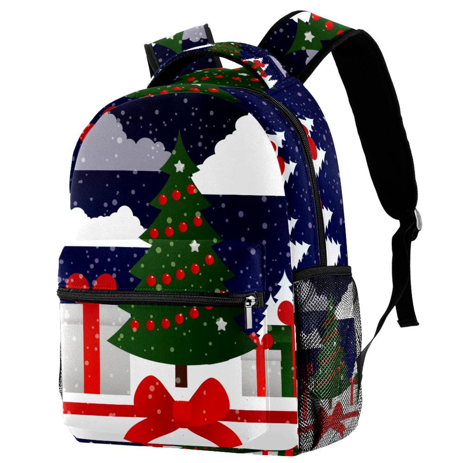 Zaino per la scuola, grande capacità, per vacanze, notte, albero di Natale, viaggio, per computer portatile, impermeabile, per adolescenti, ragazze, ragazzi, adatto per notebook da 15,6