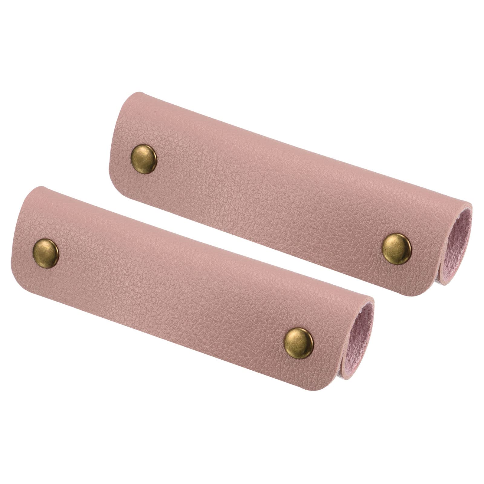PATIKIL Luggage Handle Wrap, 2 Pack PU Handbag Grip Cover Protector Identifier with Clasp for Suitcase Grocery Shopping Bag Pink