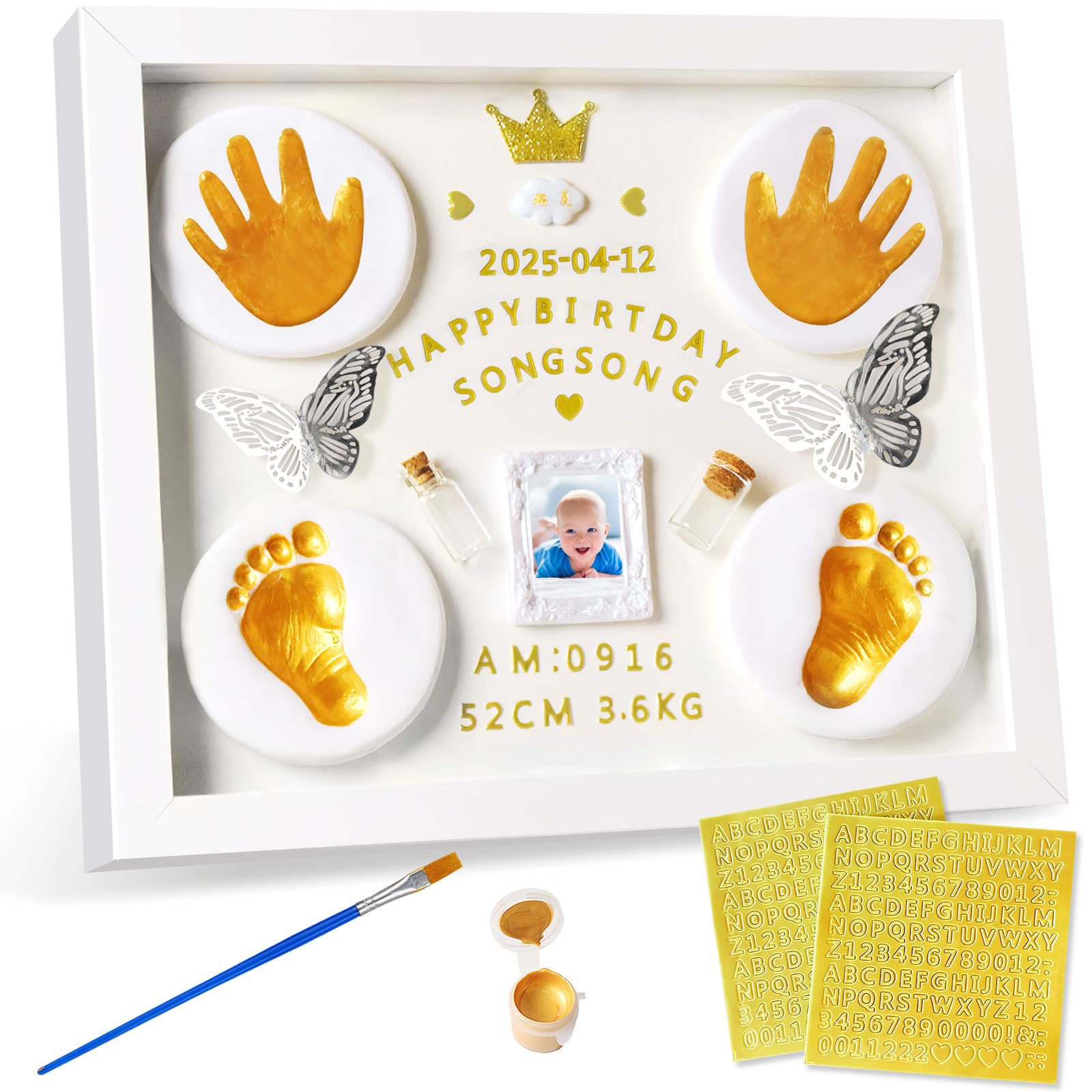 Cadeau de naissance personnalisé bébé filles garçons avec kit empreinte