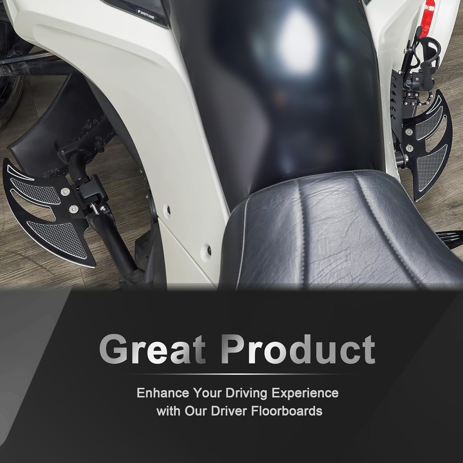 Driver Floorboards Bat Shape (Black) & Handlebar Riser Kit (A) for Can Am Spyder F3/F3S/F3T 2015-2025