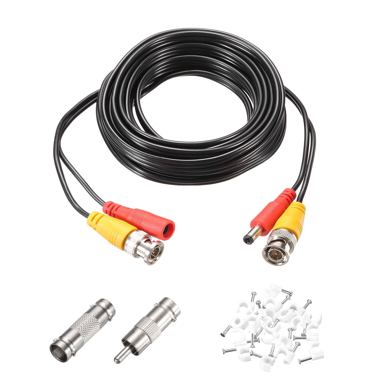 sourcing map BNC Video Power Cable,3m/10ft All-in-One Security Camera Wire Cord DC Extension Wire for CCTV Security DVR Camera System Installation Plug & Play Cord,1 Set Black