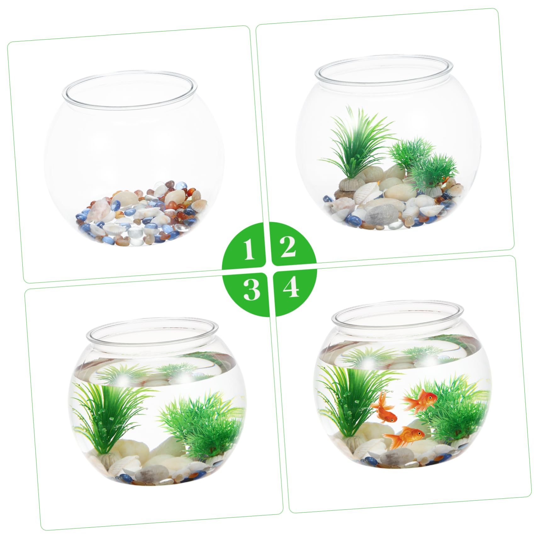 Pecera Plástica Transparente Redonda para Escritorio Acuario Pequeño Durable de Pet Decoración para Oficina y Resistente a para Peces Betta y Tortugas