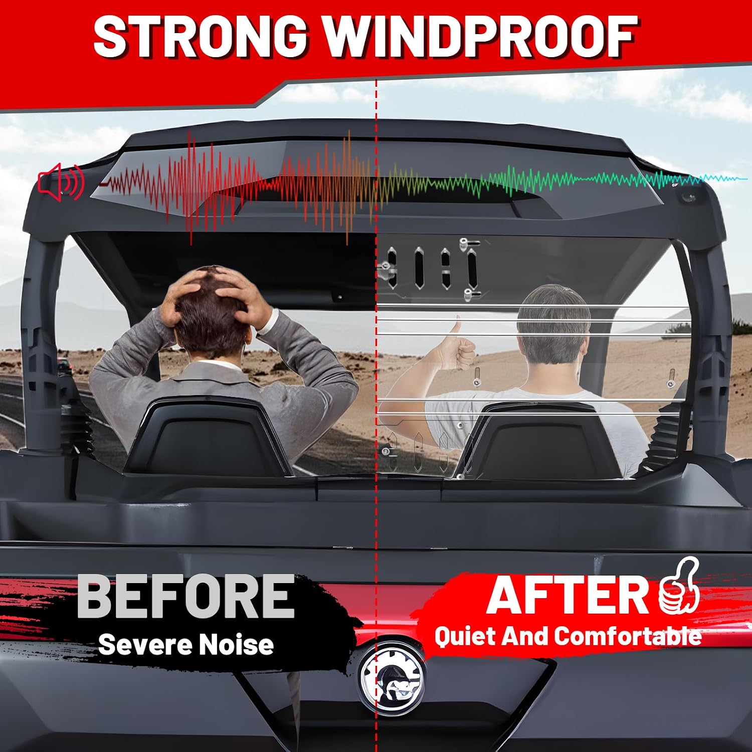 StarknightMT 2021+ Commander PC Vented Rear Windshield Back Window Compatible with 2021 2022 2023 2024 2025 Can Am Commander Max 700 1000R Clear