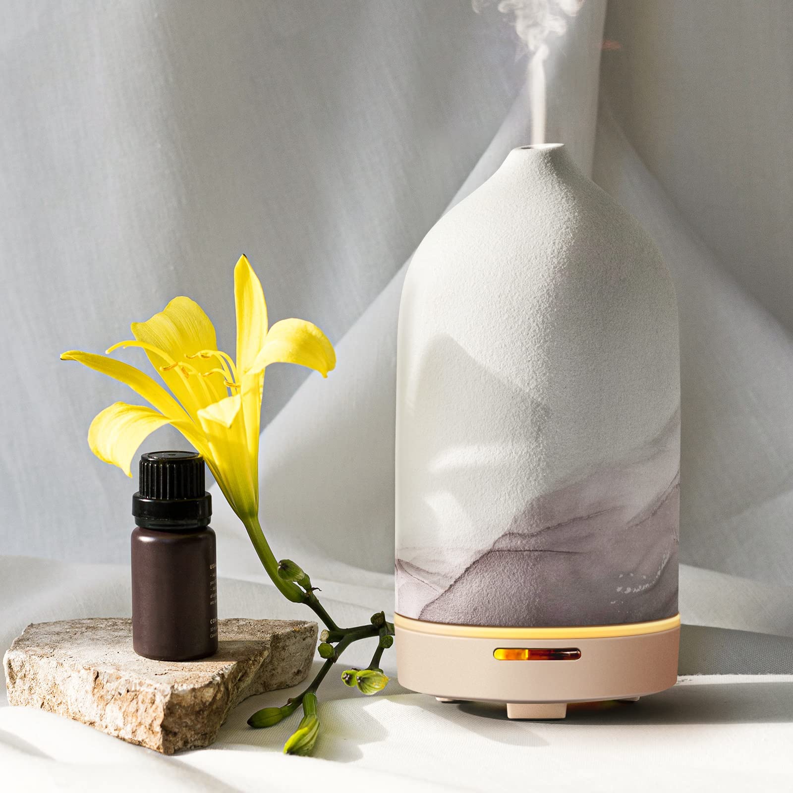 Difusor de aroma para aceites esenciales, 120 ml, de cerámica pintada a mano, difusor de aceite aromático, lámpara de fragancia eléctrica, humidificador, lámpara de cama, apagado automático