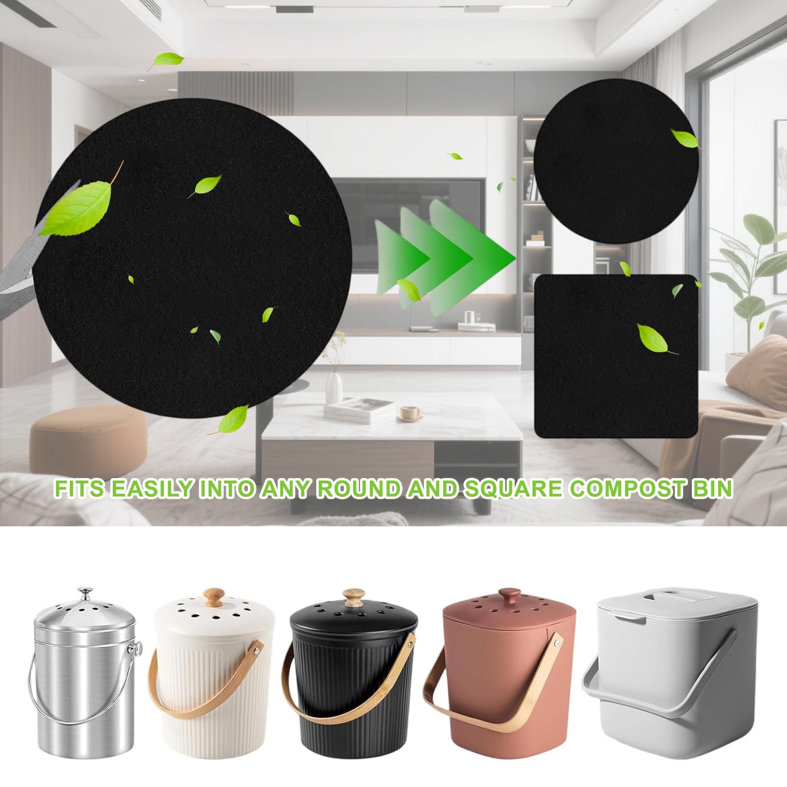 Filtres Compost Ronds à Charbon Actif Anti-Odeur 17 cm Lot de 4 Pièces