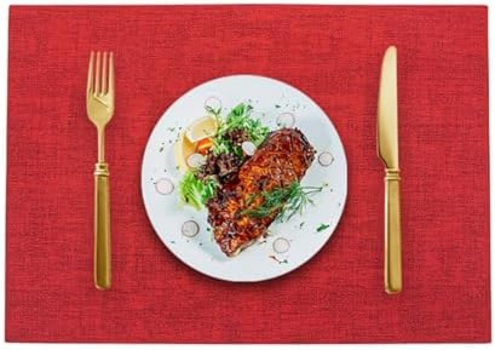 Set de table pour salle à manger motif tissé gris clair repas de famille