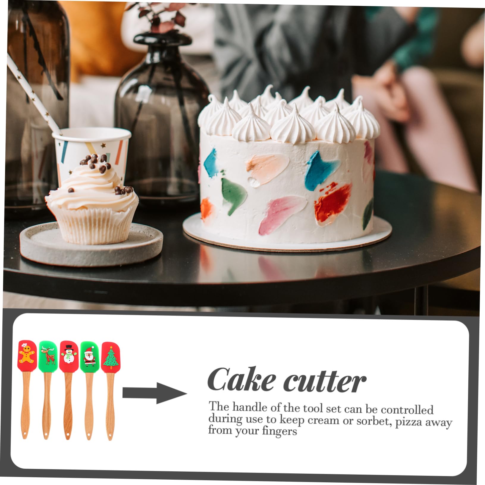 5pezzi Spatole da Cucina Ergonomiche in Silicone Alimentare per Pasticceria Resistente e Riutilizzabile Spatola per Stuccare Torte e Burro Adatto per Uso Quotidiano e Decorazioni