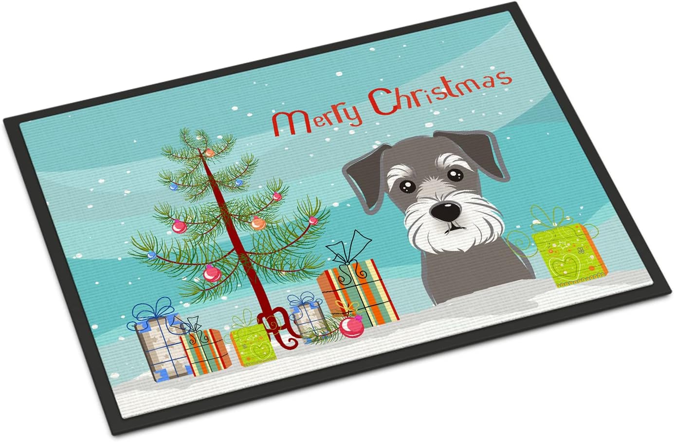 Caroline's Treasures BB1578JMAT Christmas Tree and Schnauzer Doormat 24x36 Front Door Mat Indoor Outdoor Rugs for Entryway, Non Slip Washable Low Pile, 24H X 36W