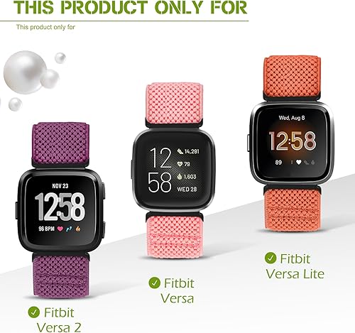 Miniatura 9 de Relting Compatible con Fitbit Versa 2 bandas para mujeres y hombres, correa deportiva de nailon trenzado elástico transpirable para Fitbit