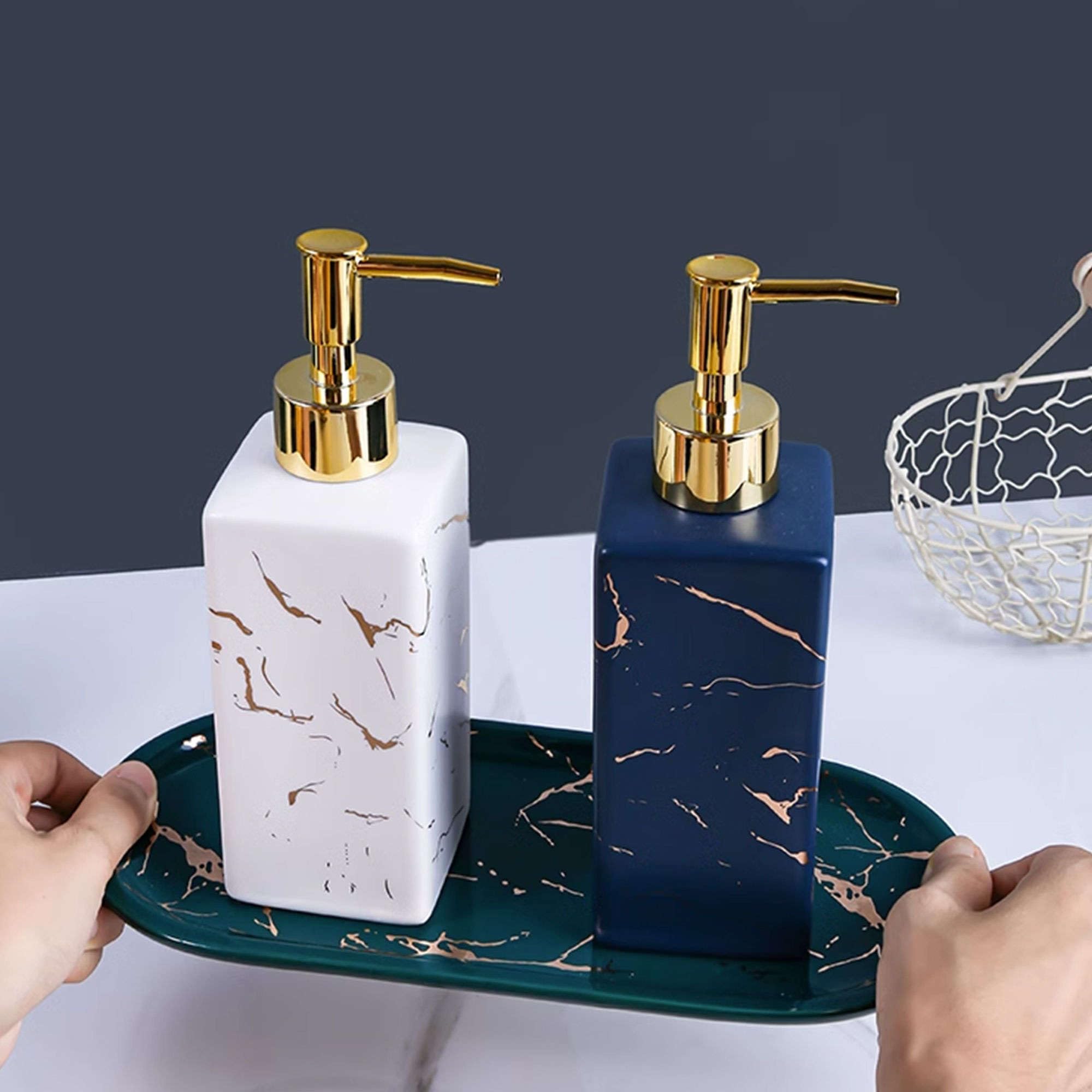 Marmurowa ceramiczna spieniająca pianka sześcienna Złota pompka, ręczny dozownik piany, do łazienki i kuchni(Grey,Lotion Bottle)