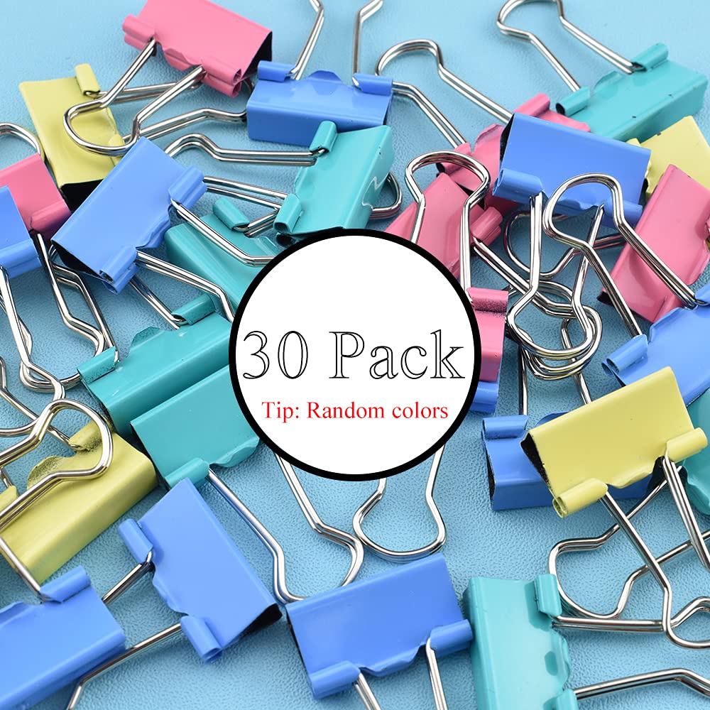 HAHIYO Lot de 30 pinces à papier robustes en acier à ressort - Petite taille de 1,91 cm de large - Capacité de 0,5 cm - Sans bords tranchants - Très résistantes - Réutilisables - Couleur métallique