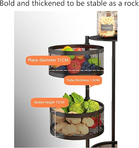 Miniatura 4 de Estante giratorio de 360 para verduras de cocina, carrito de almacenamiento redondo, no es necesario instalar para frutas, verduras, comestibles,