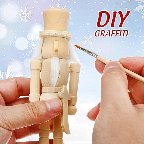 Miniatura 3 de Figuras de cascanueces de madera sin pintar, juguete de pintura en blanco, juguete de cascanueces de Navidad, soldado para niños, regalo de