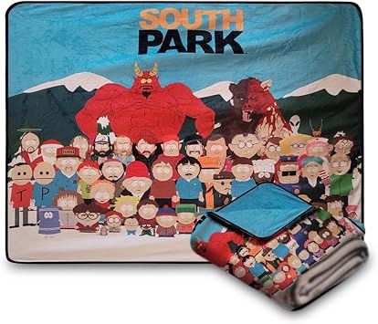 South Park Characters Fleece Throw Blanket SuperSoft Lightweight Polyester, Vibrant Cartman Stan Kyle Kenny Collage, Cozy Couch Camping & Dorm Blanket, Official Comedy Central Gift 60 50 in