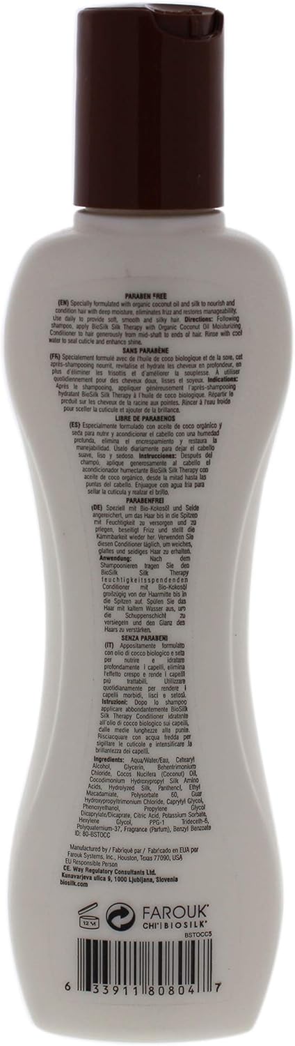 Silk Therapy with Coconut Oil Moisturizing Conditioner by Biosilk for Unisex - 5.64 oz Conditioner, 0.32 g (Pack of 1) - Image 3
