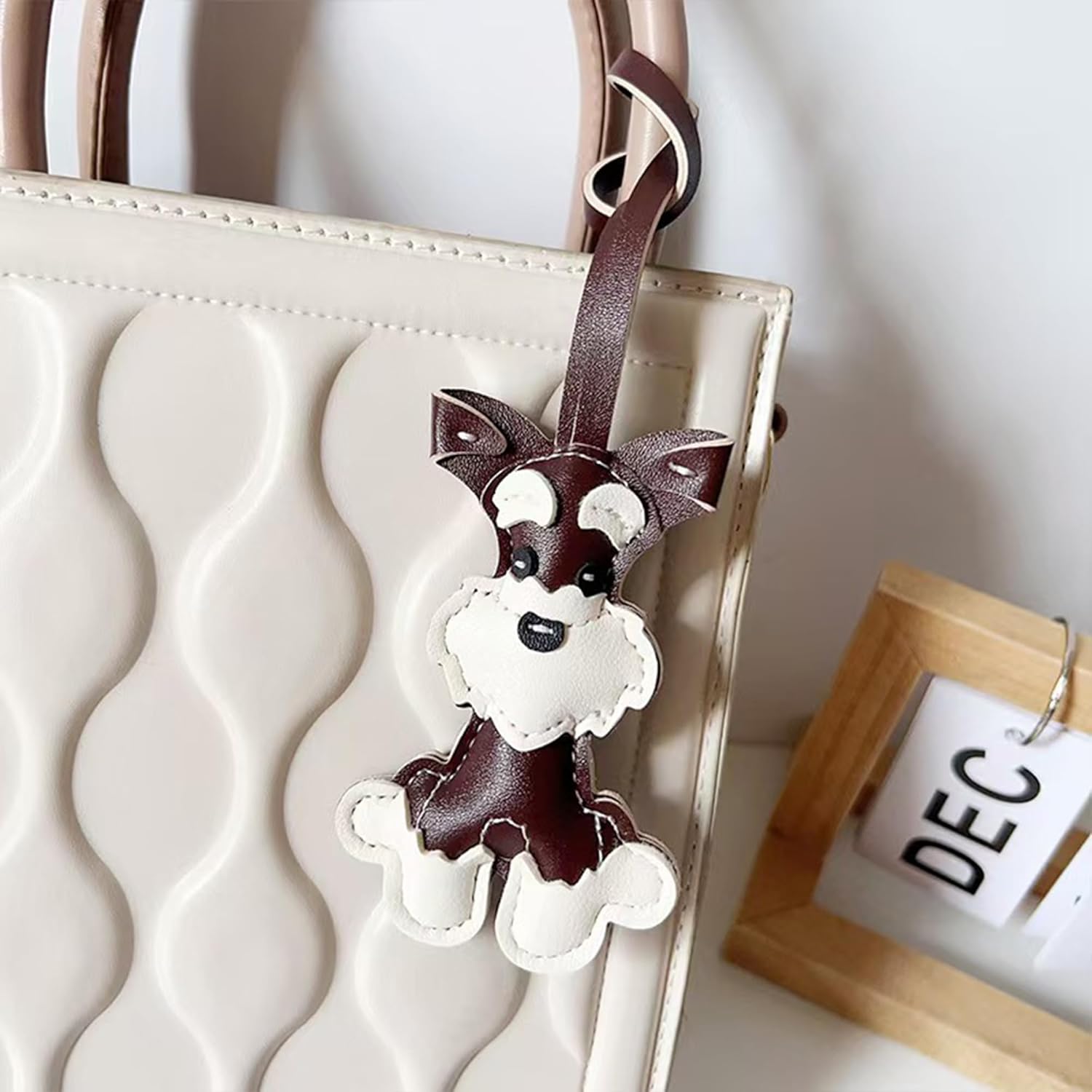 Schnauzer Bag Charm, Cute Dog Keychain for Women, Fashion Puppy Charm for Purse Handbags Bag Accessories PU Key Charms - Image 4