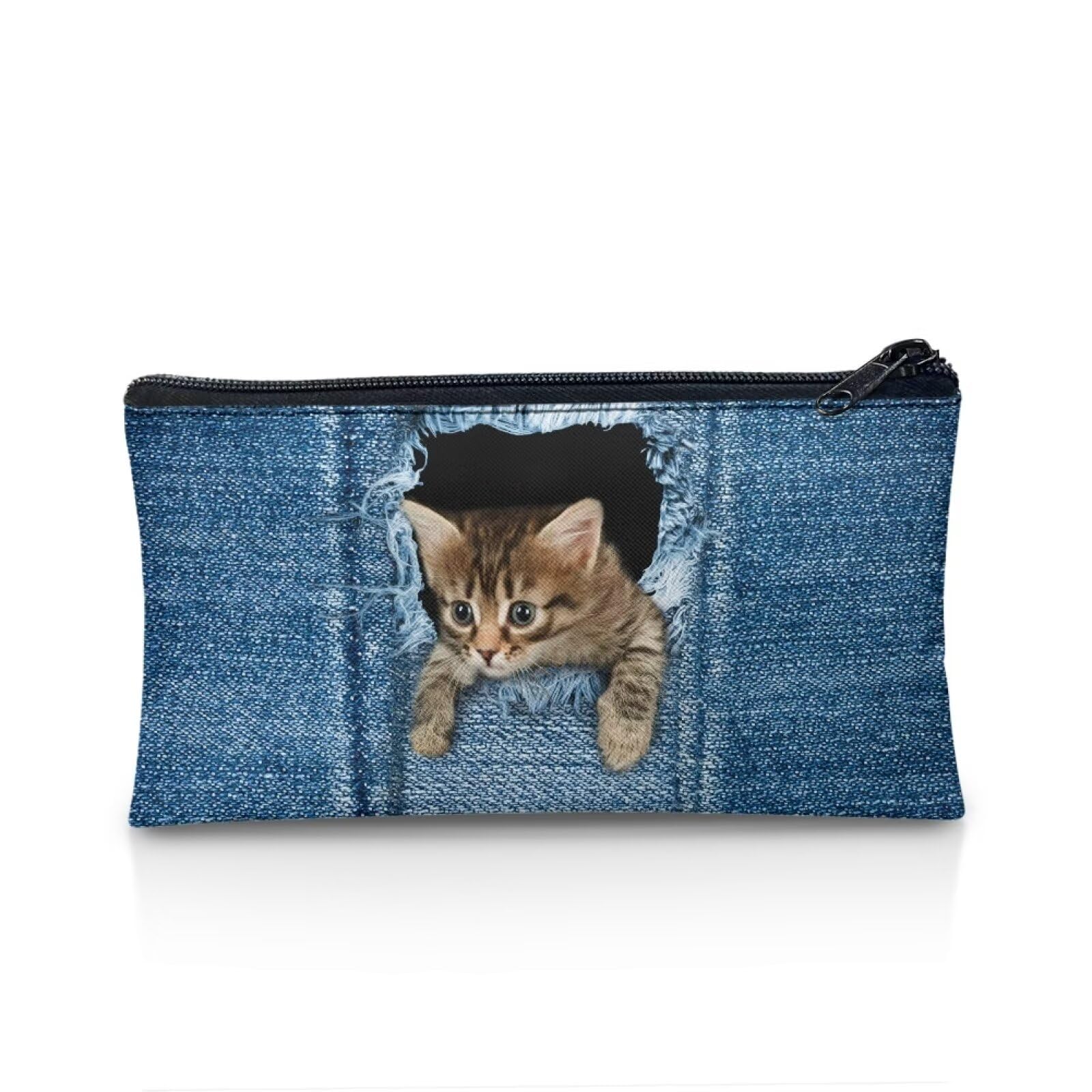 UOIMAG 3D Print Pencil Case Cute Cat Pencil Pouch for Cat Lovers Kids School Zipper Pen Bags