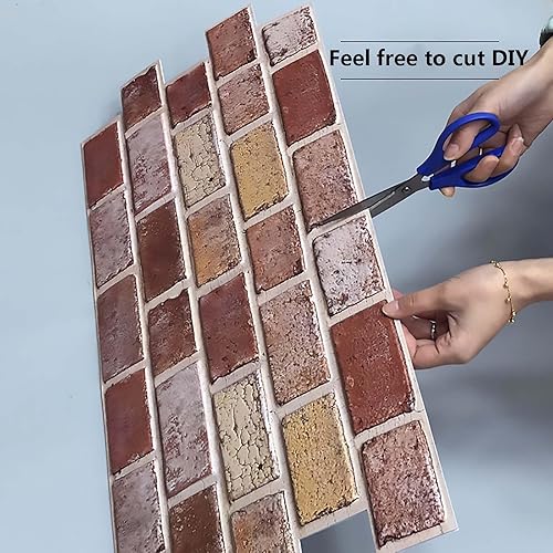 Miniatura 4 de Papel tapiz texturizado de ladrillo 3D, autoadhesivo, panel de pared 3D para despegar y pegar, revestimiento de azulejos, decorativo, para el hogar,