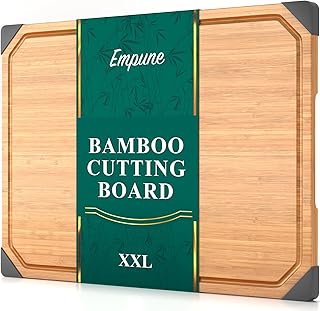 Bamboo Cutting Board, Empune 20" Wood Cutting Boards for Kitchen with Non-slip Rubber Feet Wooden Chopping Board for Meat and Vegetables, XXL