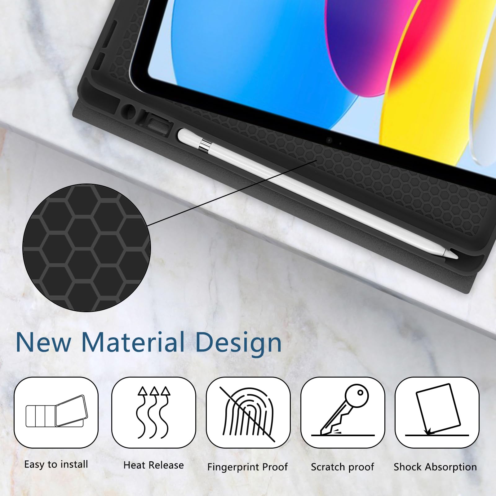 Funda con teclado para iPad de 9ª generación de 10.2 pulgadas 2021, magnéticamente absorbente, apagado y encendido automático, soporte para lápiz con 2 películas templadas para iPad de