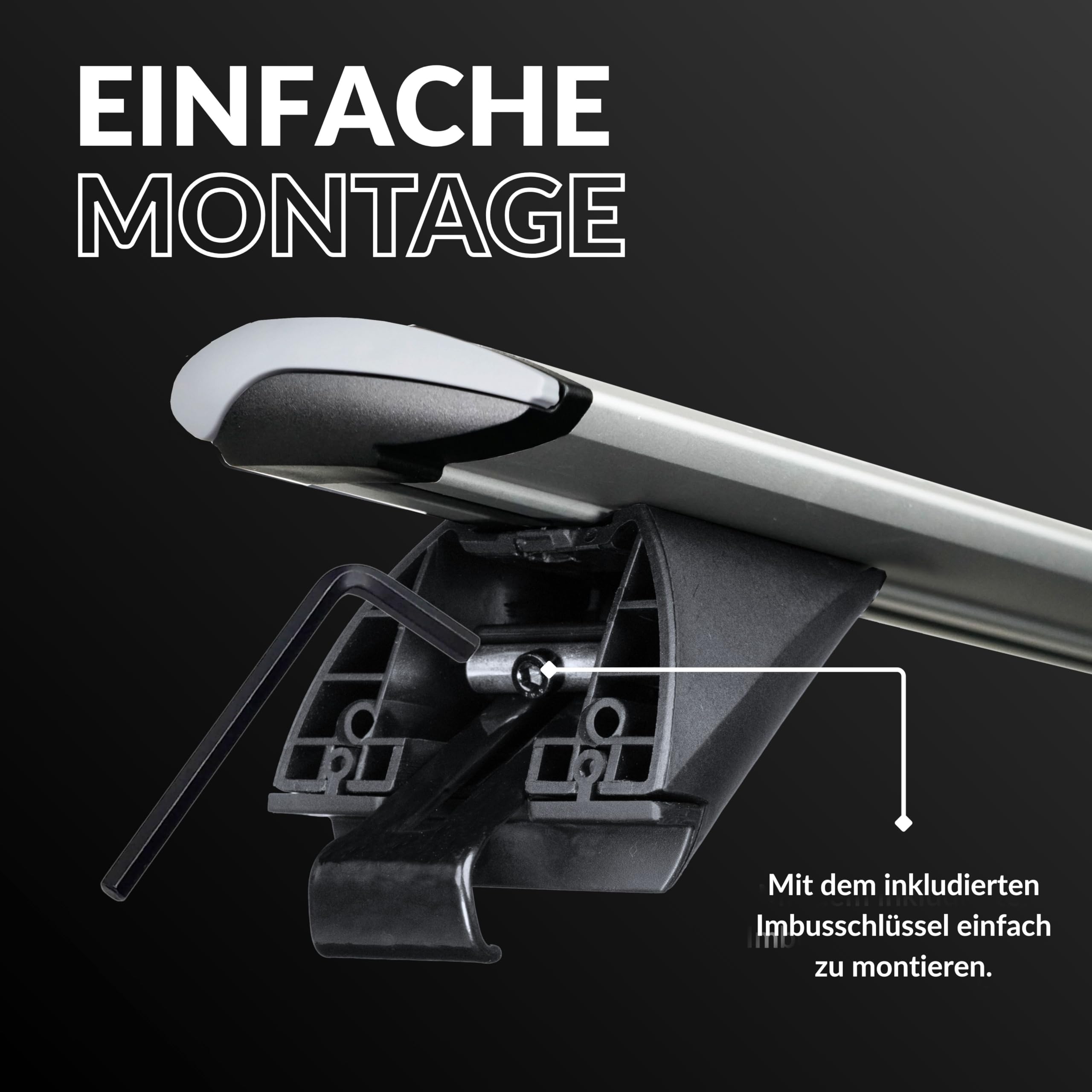 Owen Dachträger 5.0 Pro Silber 120cm - Universal Relingträger für eine offene Reling | 90 kg Tragkraft | 2 min Montage | Geprüft nach DIN 75302 |Top-Performance Dachträger für Ihr Auto