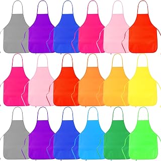 KUUQA 24pcs Kids Painting Aprons - Colorful Art Smocks for Children Ages 3-5, Classroom Painting & Party Supplies