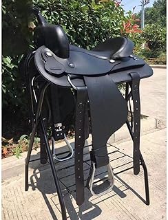 Dfghbn Silla de Caballo Montura del Caballo de Silla de Montar de Resistencia de Western Saddle Conjunto Completo de Accesorios Silla de Montar Occidental (Color : Black, Size : One Size)