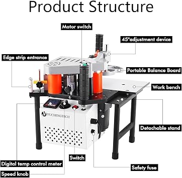 Edge Bander, Portable Edge Banding Machine, Straight & Curve Line, Dual-Sided Glue Coating, Adjustable Speed, Efficient, for Professional Edge Banding