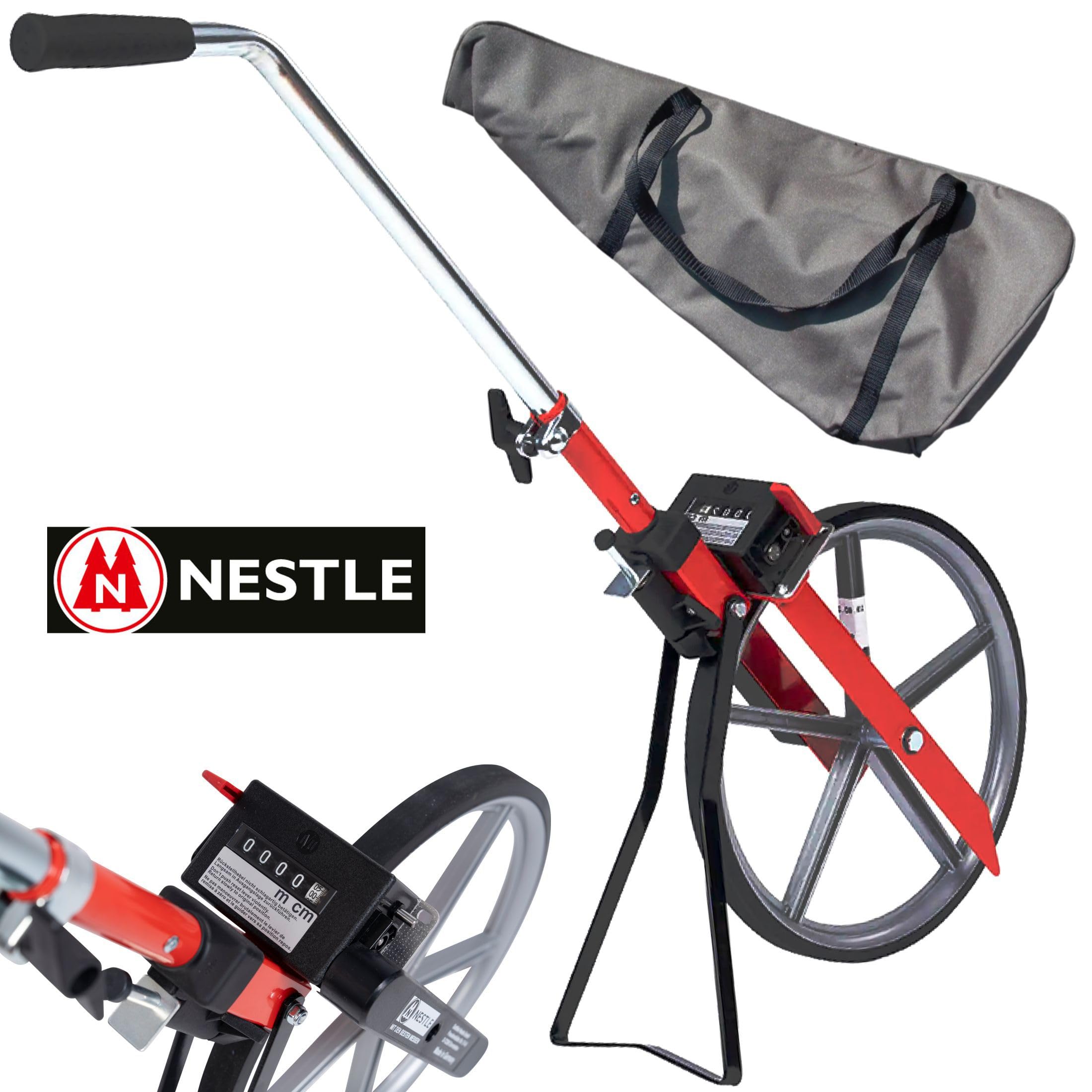 PROFI MESSRAD EICHFÄHIG MIT CM ABLESUNG PLUS TRAGETASCHE Rolltacho Laufrad Baumessrad Vermessungsrad Meßrad Nestle Straßenmessrad Baustellenmessrad Rollrad Speichenrad Rolltachos Laufmessrad