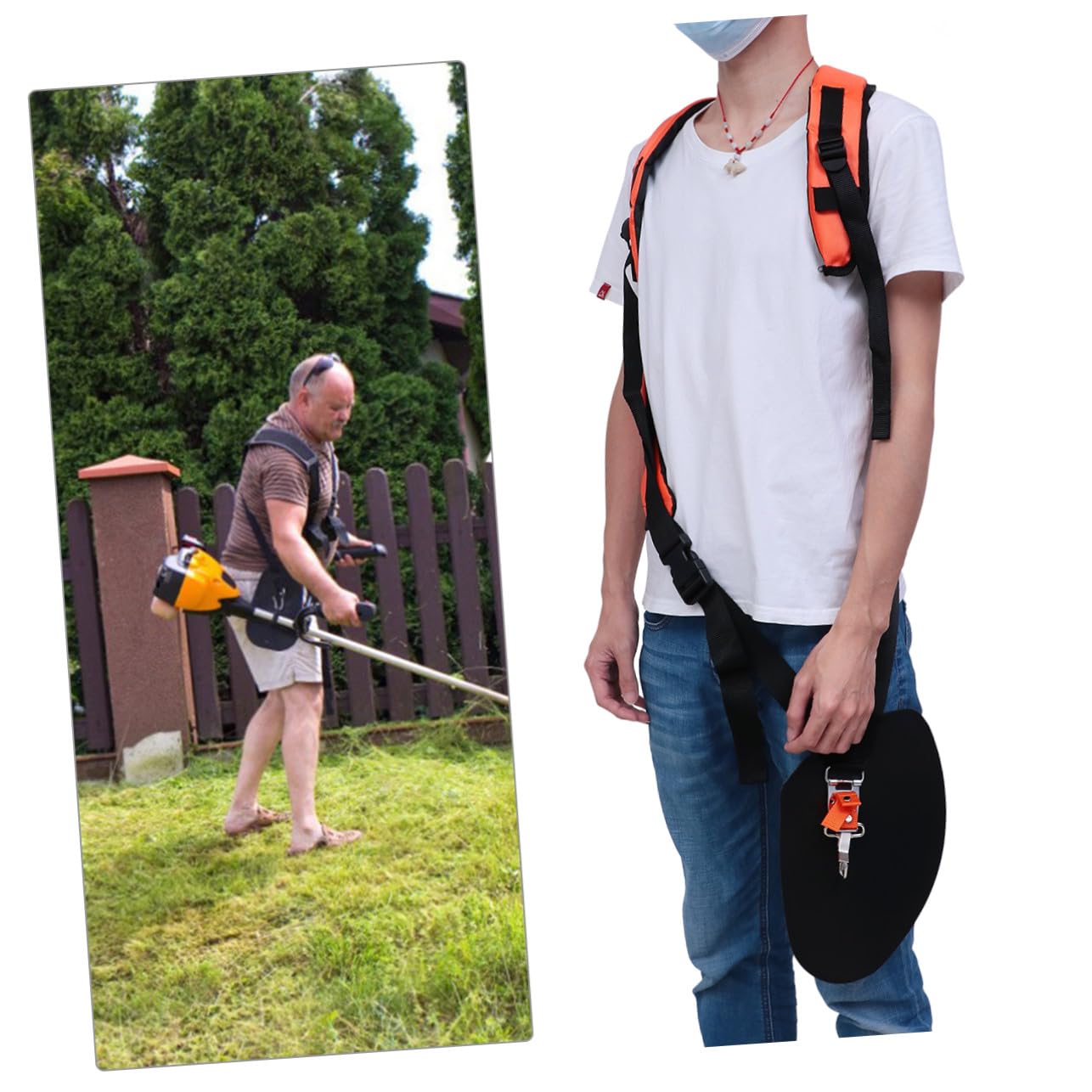 Correa de Hombro para Desbrozadora en Forma Acolchado y Cinturón Ajustable de Tela Oxford para Cortacésped y Podadora