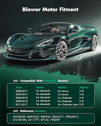 Vista 943 de SCITOO 700188 Reemplazo del motor del ventilador HVAC con jaula de ventilador para Toyota Tacoma 2005-2015, reemplazo OE - 87103-04043, 87103-04044