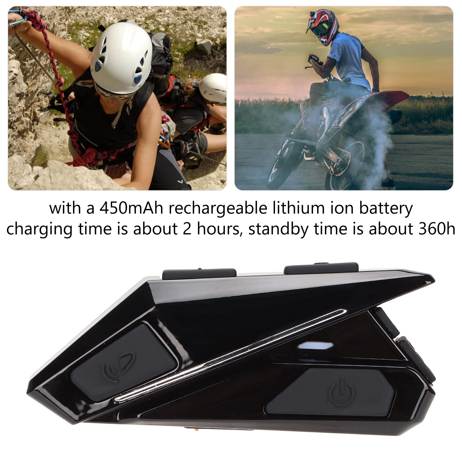 Zestaw słuchawkowy do kasku motocyklowego, zestaw słuchawkowy Bluetooth z interkomem z redukcją szumów Stereo, głośnik bez użycia rąk Sterowanie połączeniami muzycznymi Automatyczne odbieranie, czas c
