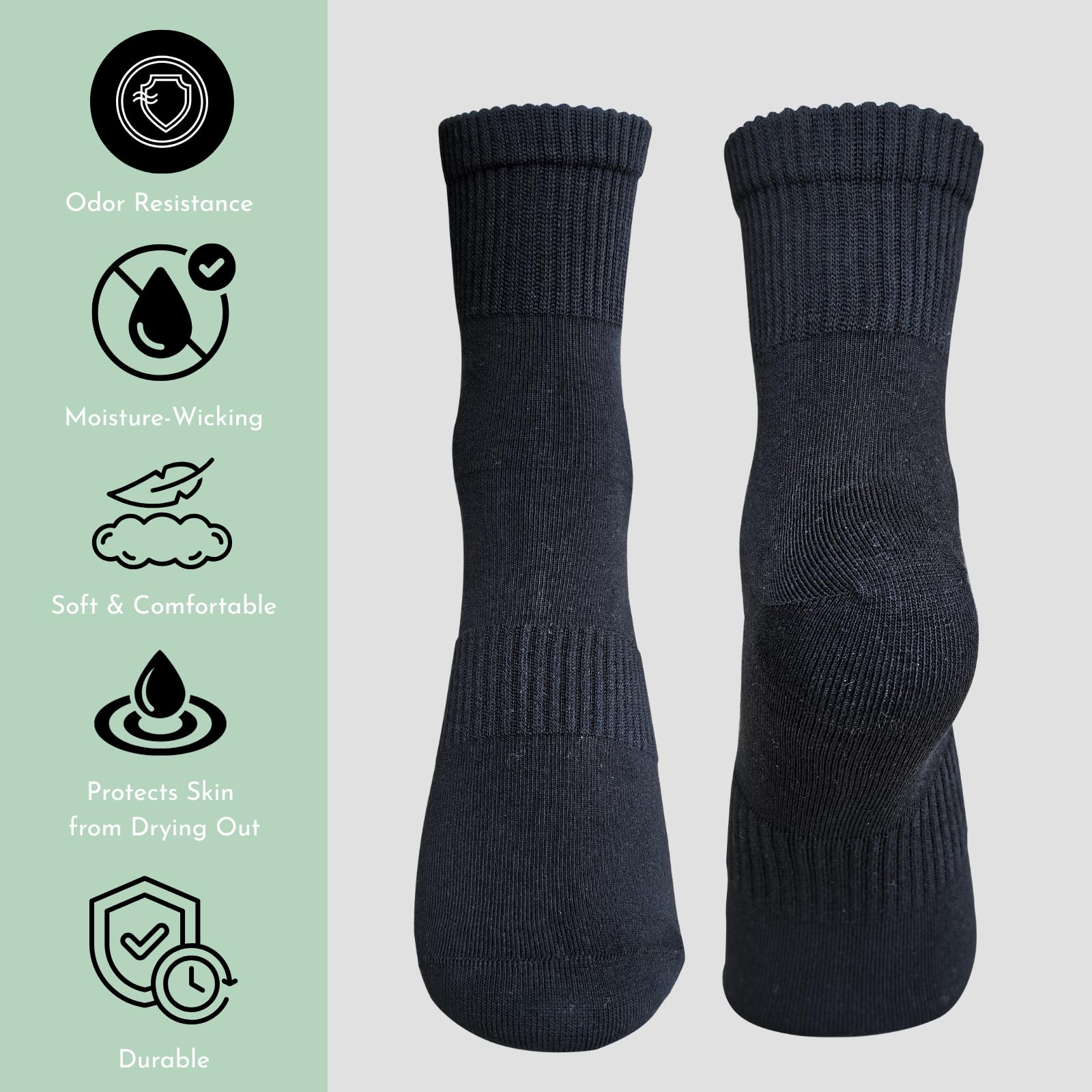 3 pares de calcetines deportivos para hombres y mujeres, de fibra de algas marinas que absorben la humedad, ajuste acolchado y transpirable