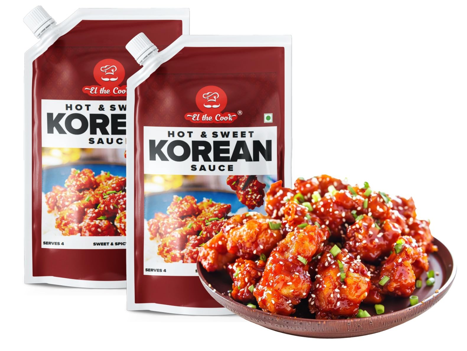 EL The Cook Indo-Korean Hot & Sweet Sauce | Bold Gochujang Twist with Indian Spices | Stir Fry, Dip, Marinade | No Artificial Colours | Vegetarian, 2 x 150g