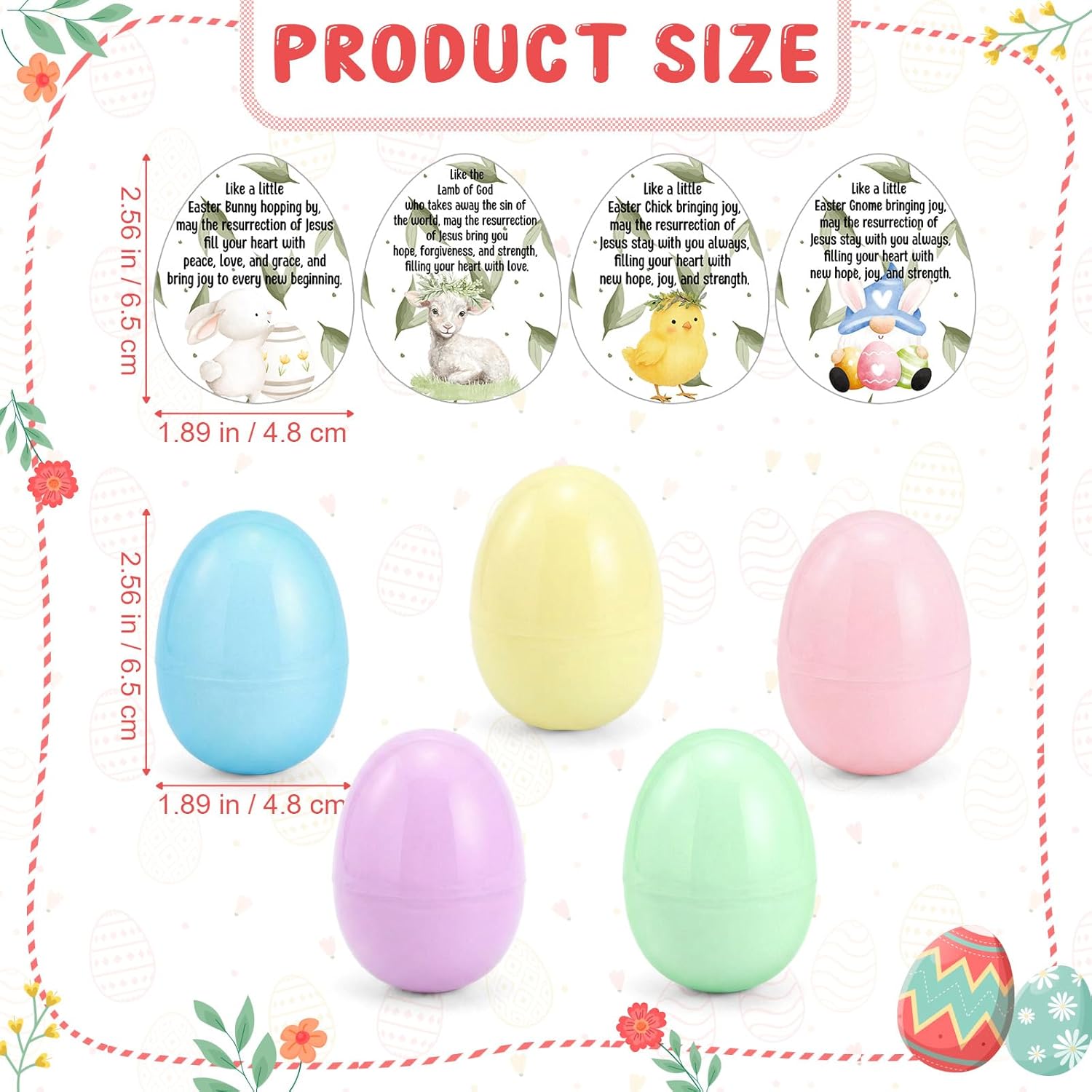 40 Sets Religious Easter Eggs Fillers Bulk Mini Stress Animal with Lamb of God Card Pastel Christian Gifts for Easters Eggs Sunday School Church Party Favors Supplies
